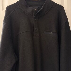 Men’s black Eddie Bauer pullover jacket, fleece pockets snap pocket XXL